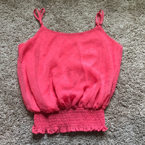 xhilaration coral Swiss Dot spaghetti strap tank - Picture 1 of 7